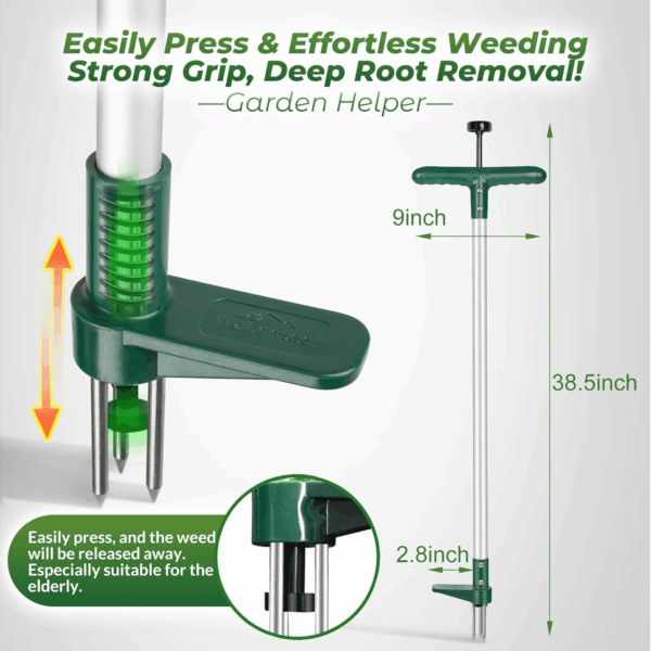 Weed Puller, Stand up Weeder Hand Tool, Long Handle Garden Weeding Tool with 3 Claws, Hand Weed Hound Weed Puller for Dandelion, Standup Weed Root Pulling Tool and Picker, Grabber (1 Pack) - Image 2