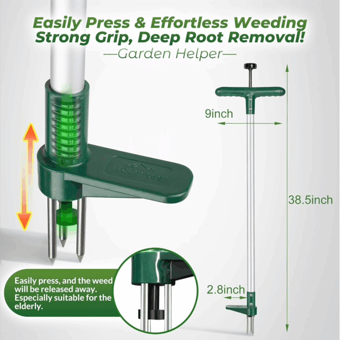 Weed Puller, Stand up Weeder Hand Tool, Long Handle Garden Weeding Tool with 3 Claws, Hand Weed Hound Weed Puller for Dandelion, Standup Weed Root Pulling Tool and Picker, Grabber (1 Pack) - Image 2