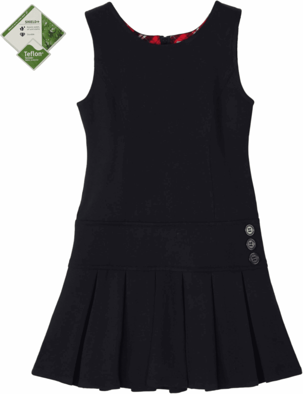 Girls School Uniform Jumper: Stretch Pleated Durable Kids Knee Length Sleeveless Dress - Image 2