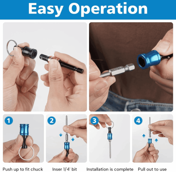 12PCS Bit Holders 1/4 Socket, Hex Shank Screwdriver Bit Holder for Impact Driver Drill Bit Keychain Extension Bar Quick Release Easy Change, Screwdriver Bit Holders for Tools & Home Improvement Gift - Image 6