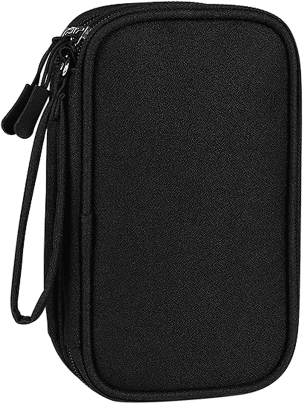 Travel Cable Organizer Pouch Electronic Accessories Carry Case Portable Waterproof Double Layers All-In-One Storage Bag for Cord, Charger, Phone, Earphone Black - Image 4
