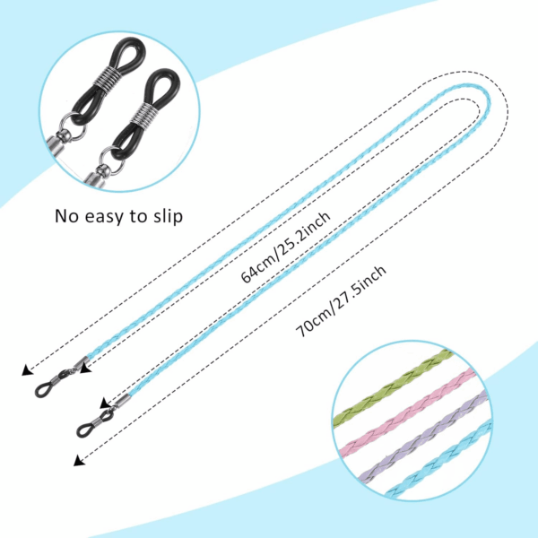 4PCS Leather Eyeglass Straps, Multicolor Eyewear Retainer Lanyards Eye Glass Chain Glasses String Holders - Image 6