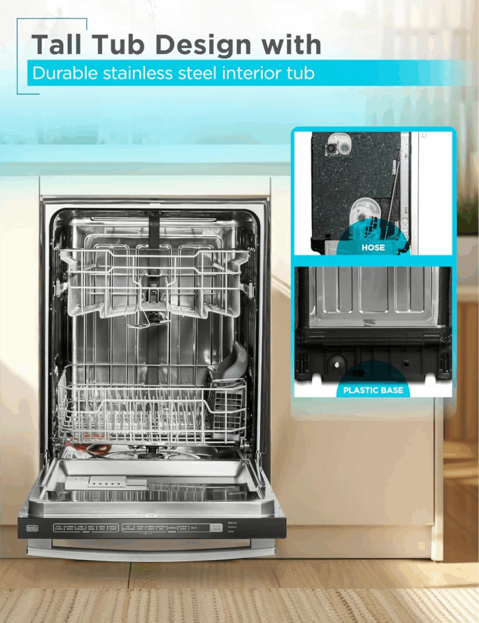 24" Built-In Dishwasher, Designer Series, 12-Place Setting Capacity with Stainless Steel Tub, Dish Washer with 6 Wash Programs, Low Noise, ENERGY STAR Certified, BDW300MHS - Image 3