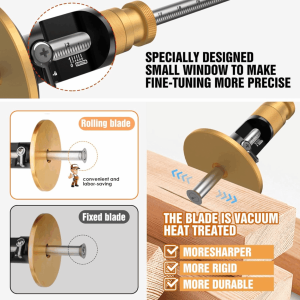 Wheel Marking Gauge, Newly Unique Movable Blade,0.2 Mm Precision,Woodworking Dovetail Scribing Gauge, Scriber Marking Tools, Essential Tools for Woodworking Projects (Rollable Blade) - Image 2