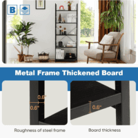 5 Tiers Bookshelf, Classical Book Shelf, Tall Display Shelves in Living Room/Home/Office, Storage Organizer for Cds/Books/Movies, Modern Black - Image 6