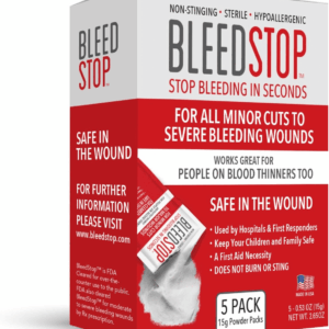 ™ First Aid Powder for Blood Clotting, Trauma Kit, Blood Thinner Patients, Camping Safety, and Survival Equipment for Moderate to Severe Bleeding Wounds or Nosebleeds 5 Pack 15G