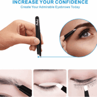 Tweezers Set - Professional Stainless Steel Tweezers for Eyebrows - Great Precision for Facial Hair, Splinter and Ingrown Hair Removal (Black) - Image 2