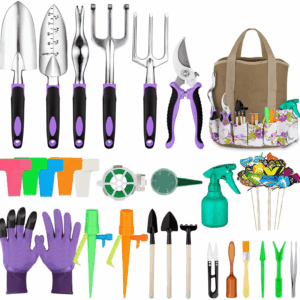 Garden Tools Set 83 Piece, Succulent Tools Set Included, Heavy Duty Aluminum Gardening Tools for Gardening, Non-Slip Ergonomic Handle, Durable Storage Tote Bag, Gifts for Men Women