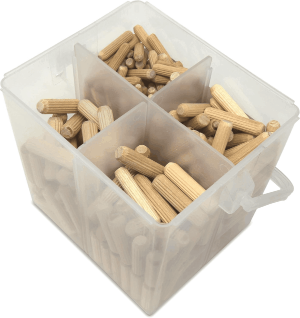 JN400D 400-Piece Fluted Dowel Pin Variety Bucket with 1/4, 5/16, and 3/8-Inch Woodworking Dowels - Image 4
