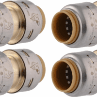 Max 1/2 Inch Coupling, Pack of 4, Push to Connect Brass Plumbing Fitting, PEX Pipe, Copper, CPVC, PE-RT, HDPE, UR008A4