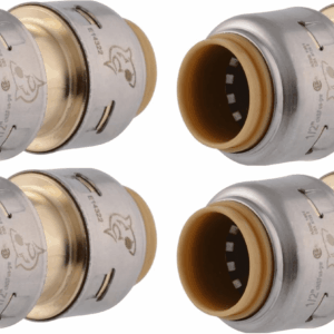 Max 1/2 Inch Coupling, Pack of 4, Push to Connect Brass Plumbing Fitting, PEX Pipe, Copper, CPVC, PE-RT, HDPE, UR008A4