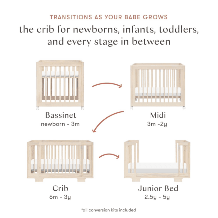 Yuzu 8-In-1 Convertible Crib - Conversion Kits Included for Bassinet, Midi Baby Crib Convertible to Toddler Bed, Daybed, Standard & Baby Bed - GREENGUARD Gold Certified - Adjustable Heights - Image 7