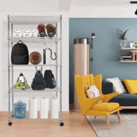 Heavy Duty 5-Shelf Storage Shelves, 1750Lb Loading Capacity, 35.43" W X 17.72" D X 70.87" H Adjustable Shelving Unit with Wheels, Chrome, 2 Pack - Image 2