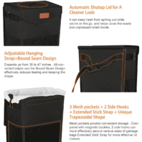 Car Trash Can with Lid, Cute Leakproof Car Trash Garbage Bag Hanging Vehicle Trash Bin Small Portable Automotive Garbage Cans Organizer for Back/Front Seat/Console(Trapezoid,Black) - Image 4