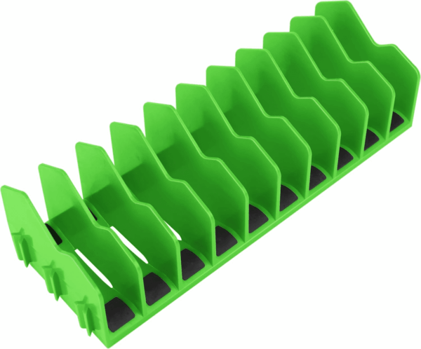 Plier Organizer Rack, 10-Slot Pliers Cutters Organizer Rack with Non-Slip Rubber Base, Tool Organizer, Tool Drawer Toolbox Organizer and Storage, Green, Extendable Design, Fit 3” H, 1 Pack