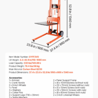 Material Lift Winch Stacker, 330Lbs Capacity Pallet Truck Dolly, 42.9In Max Lifting Height Manual Winch Stacker, Multifunctional Manual Pallet Truck Stacker with Swivel Casters and Lift Plate - Image 7