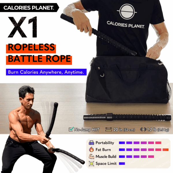 X1 Ropeless Battle Rope for Home Gym, HIIT Workouts, Low-Impact Cardio Training - Image 2