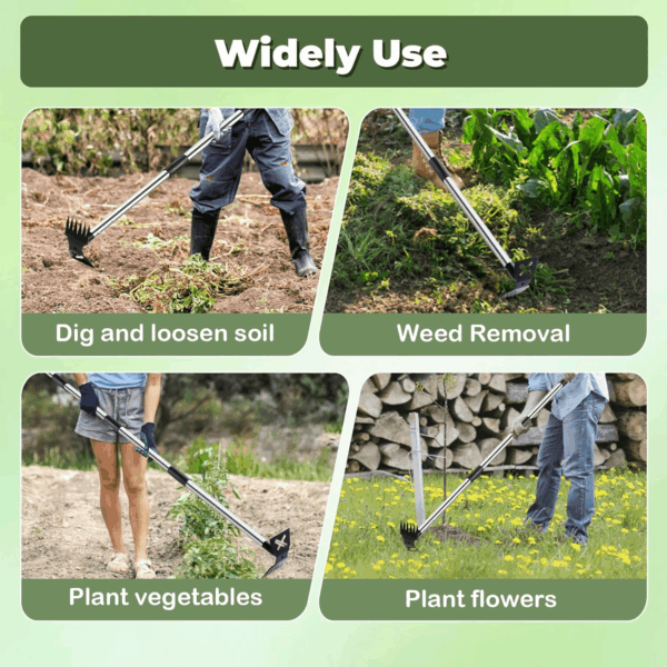 Weed Puller Tool with Long Handle - 60" Manual Weeder Remover Tool, 2 in 1 Hand Weed Rake and Garden Hoe for Gardening, Heavy Duty Uprooting Weeding Pull for Yard, Lawn, Patio and Garden - Image 6