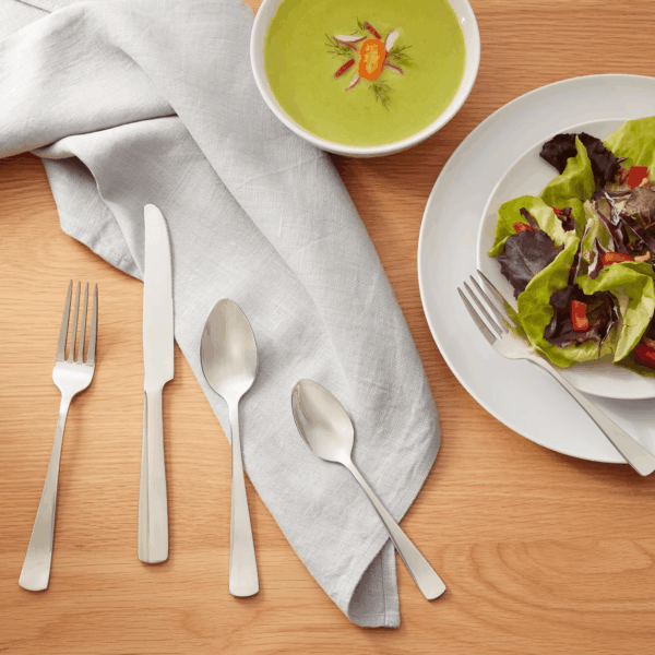20-Piece Stainless Steel Flatware Set with Square Edge, Service for 4, Silver - Image 8