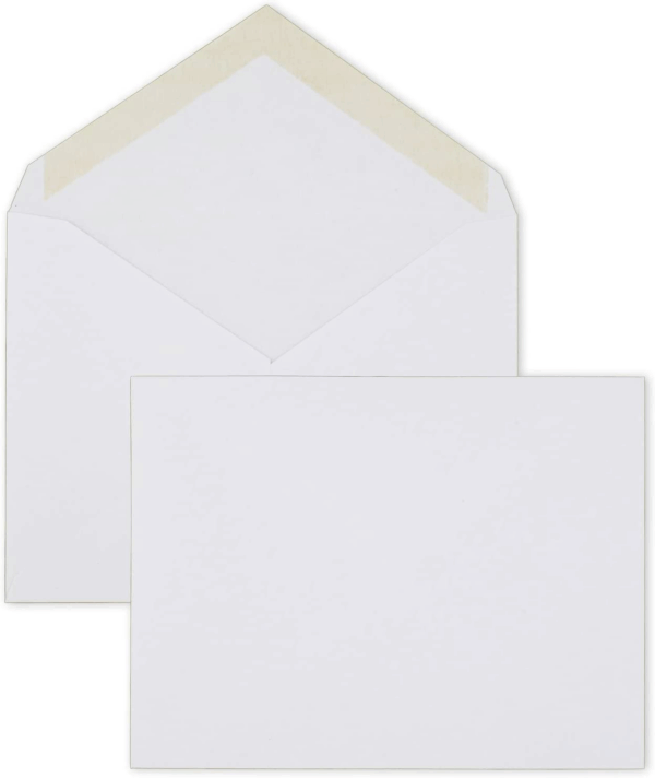 Standard A2 Invitation Envelopes, Gummed Closure, 4-3/8" X 5-3/4", Premium 24-Lb Paper, White, 100 per Box (CO198)