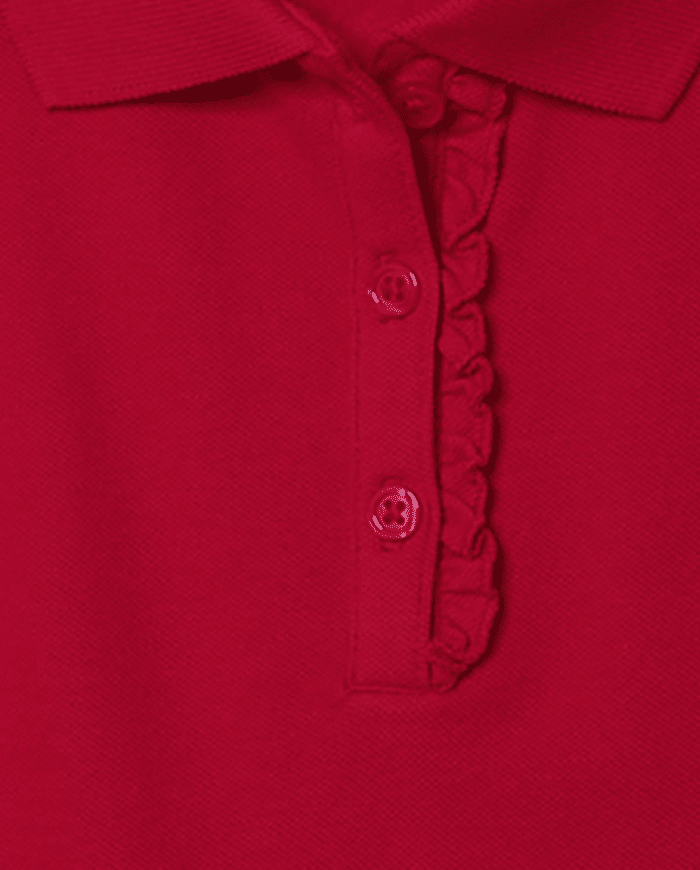 Girls' Short Sleeve Ruffle Pique Polo - Image 2