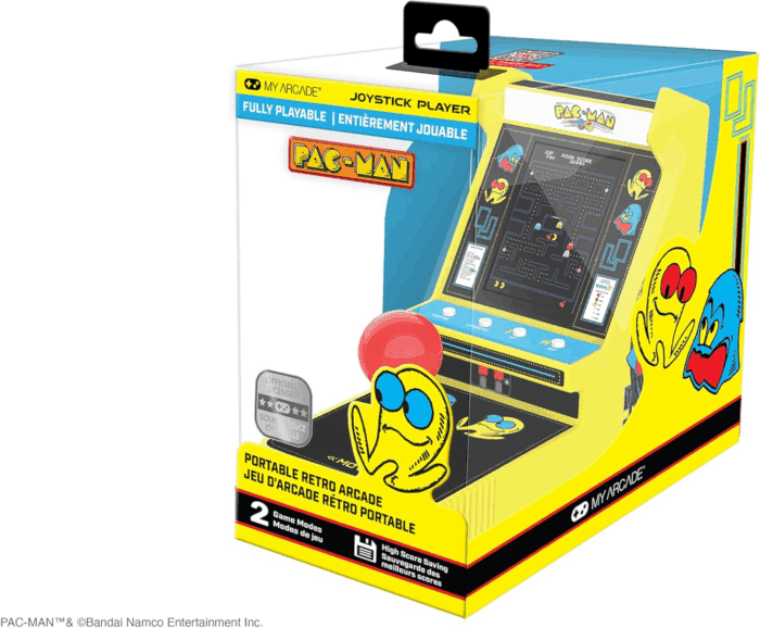 Pac-Man Joystick Player:Officially Licensed Retro Gaming Console, 2 Game Modes Classic Arcade Machine, Portable Game for Kids and Adults - Image 3