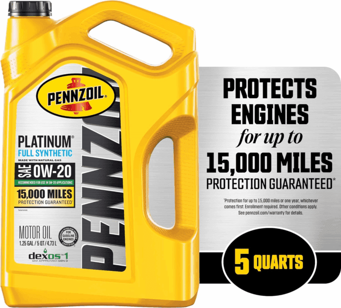 Platinum Full Synthetic 0W-20 Motor Oil (5-Quart, Case of 3) - Image 3