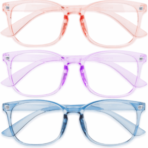 Stylish Blue Light Glasses for Woman - Computer Glasses 99% Blue Light Blocking - Lightweight TR90 Frames - 3 Pack