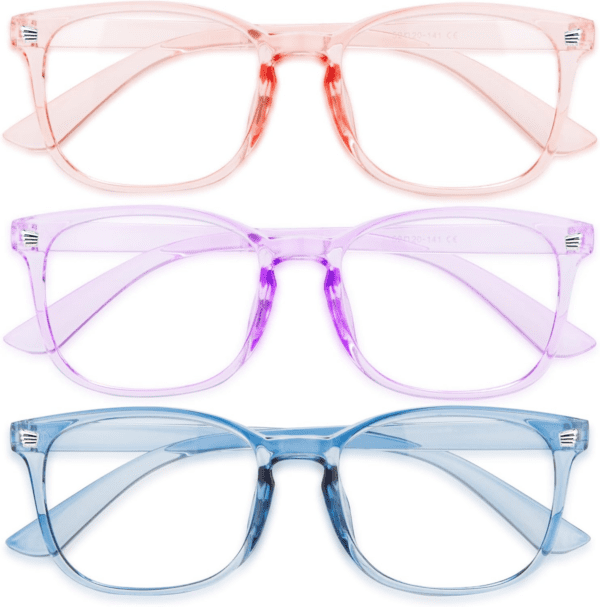 Stylish Blue Light Glasses for Woman - Computer Glasses 99% Blue Light Blocking - Lightweight TR90 Frames - 3 Pack