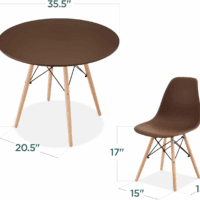 5-Piece Dining Set, Compact Mid-Century Modern Table & Chair Set for Home, Apartment W/ 4 Chairs, Plastic Seats, Wooden Legs, Metal Frame - Brown/Oak - Image 2