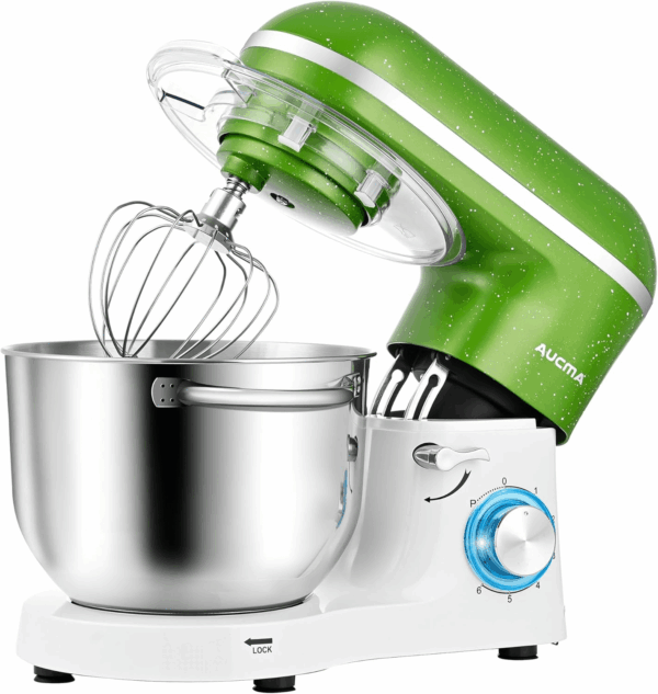 Stand Mixer,6.5Qt 660W 6-Speed Tilt-Head Food Mixer, Kitchen Electric Mixer with Dough Hook, Wire Whip & Beater (Green-White, 6.5QT)