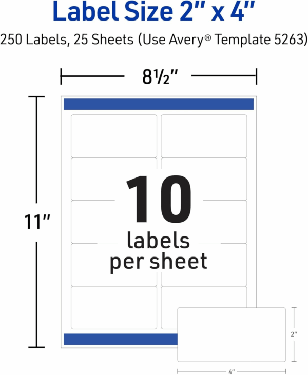 Printable Shipping Labels with Sure Feed, 2" X 4" Customizable Stickers, White, 250 Blank Mailing Labels, Great for Mailing, Shipping, and More (5263) - Image 5