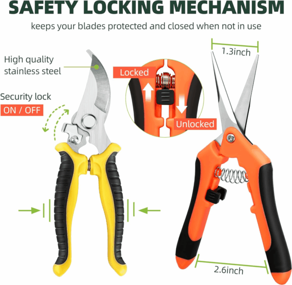 3-Pack Stainless Steel Pruning Shears, Pruning Snips and Clippers for Gardening - Image 4