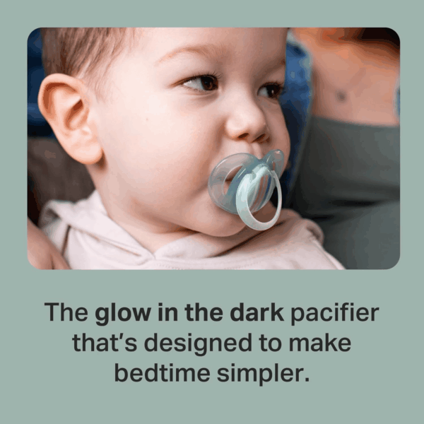 Nighttime Pacifiers, 6-18 Months, 6 Pack of Glow in the Dark Pacifiers with Symmetrical Silicone Baglet - Image 2