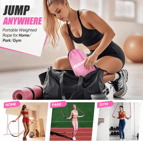 Jump Rope, Weighted Jump Rope for Women, Heavy Jump Ropes for Fitness, Adult Skipping Rope for Home Workout, Weight Loss, Shaping Body, Boxing, Strength Training, Total Body Exercise Equipment - Image 8