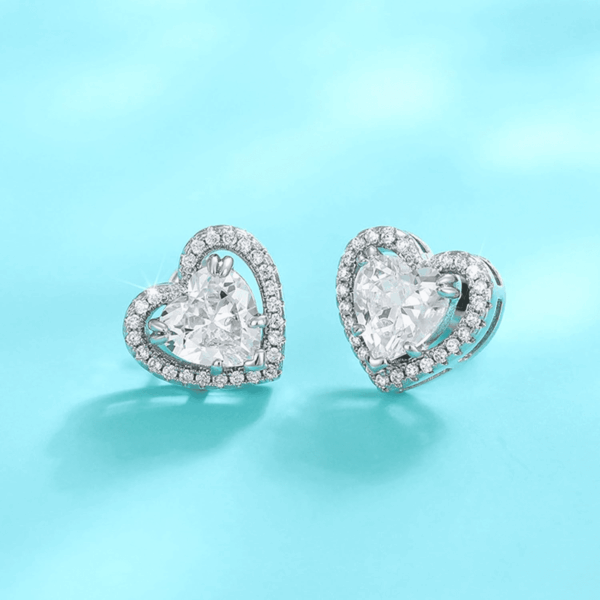 Full Diamond Stud Earrings, Sparkling Heart/Round/Princess Cut Birthstone Stud Earrings for Women Birthday Jewelry - Image 4