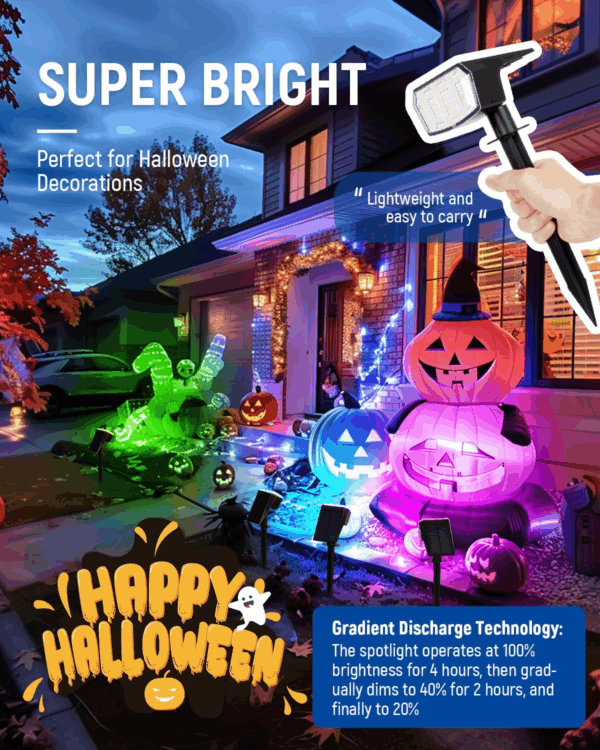 Solar Spot Lights Outdoor, 9 Lighting Modes RGB, Solar Lights Outdoor Waterproof IP65, 63 LED Landscape Spotlights for Holiday Decorations - Image 4