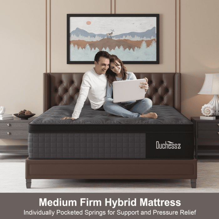 Full Mattress, 10 Inch Hybrid Mattresses Black with Gel Memory Foam and Individually Pocket Innerspring Medium Firm for Motion Isolation, Edge Support, 100 Night Trial - Image 2