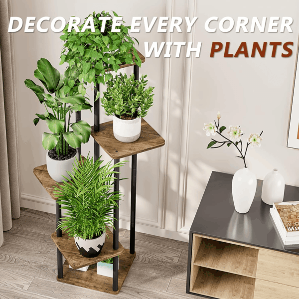 Plant Stand 5 Tier Indoor Metal Flower Shelf for Multiple Plants Corner Tall Flower Holders for Patio Garden Living Room Balcony Bedroom, Black (5 Tier-Black) - Image 6