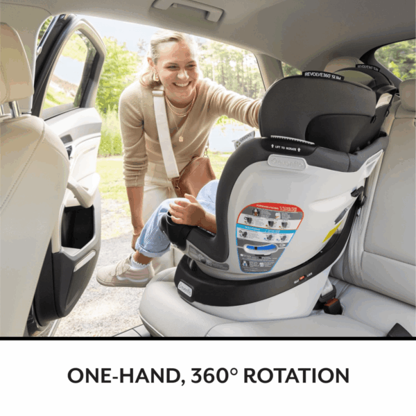 Gold Revolve360 Slim 2-In-1 Rotational Car Seat with Green & Gentle Fabric (Peridot Green) - Image 4