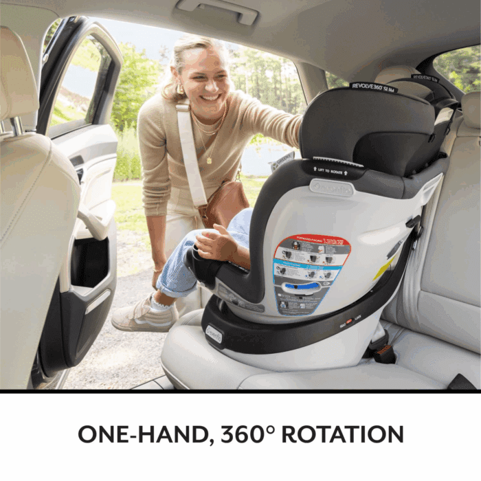 Gold Revolve360 Slim 2-In-1 Rotational Car Seat with Green & Gentle Fabric (Peridot Green) - Image 4