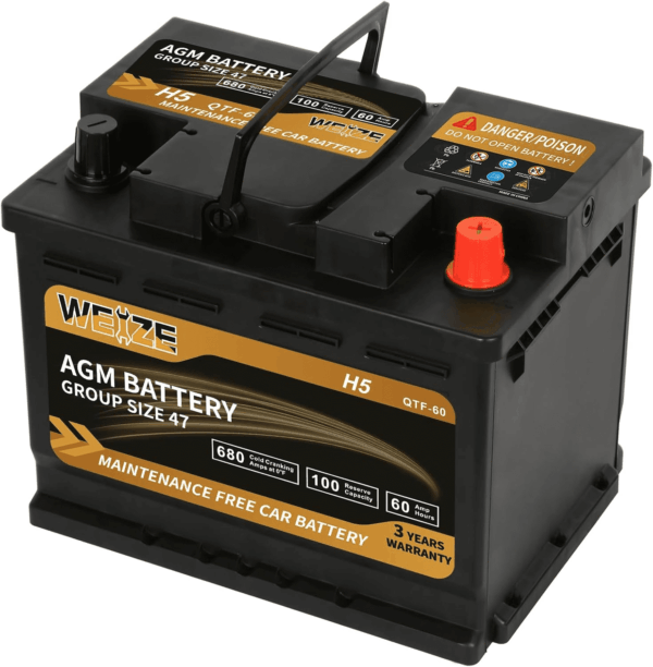 Platinum AGM Battery BCI Group 47-12V 60Ah H5 Size 47 Automotive Battery, 100RC, 680CCA, 36 Months Warranty - Image 5