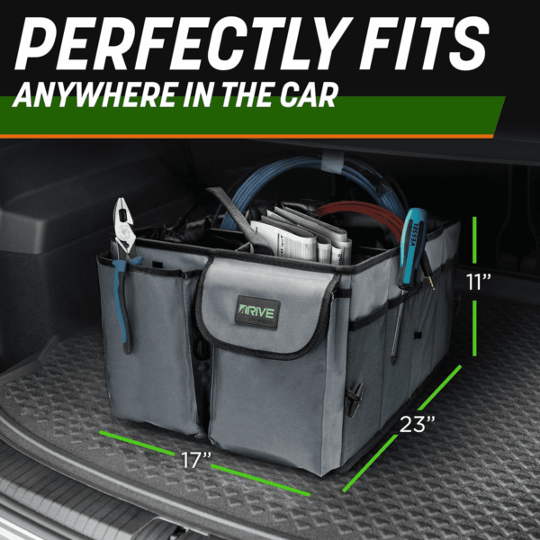 Drive Auto Car Trunk Organizer - Collapsible, Multi-Compartment Automotive SUV Car Organizer for Storage W/Adjustable Straps - Truck & Car Accessories for Women and Men - Black - Image 8