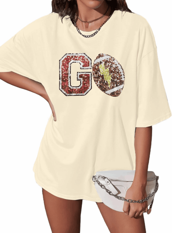 Oversized Football Shirts Womem'S Game Day Shirt Sparkle Graphic Tee Tops Casual Short Sleeve Shirt Vintage T-Shirt