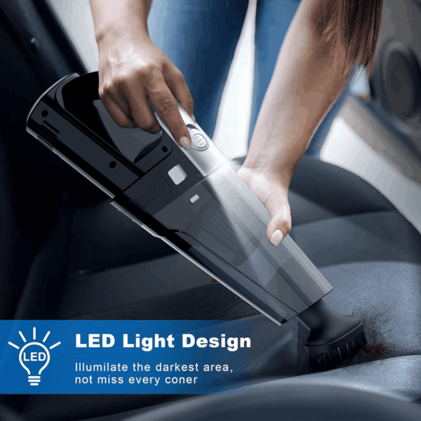 Car Vacuum, Portable Car Vacuum Cleaner with 7000PA Suction, DC 12V High Power 16.4Ft Cord Wired Vacuum Cleaner for Cars, LED Light, Lightweight, 0.33L Capacity, Storage Bag - Image 5
