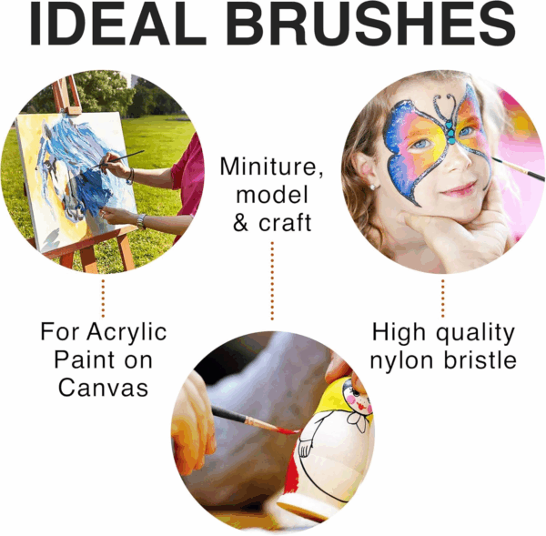 Professional Artist Paint Brush Set of 12 - Painting Brushes Kit for Kids, Adults Fabulous for Canvas, Watercolor & Fabric - for Beginners and Professionals - Great for Water, Oil or Acrylic Painting - Image 4