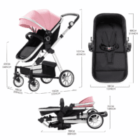 Baby Stroller for Toddler,Bassinet Stroller,Foldable Aluminum Alloy Pushchair with Adjustable Backrest,Adjustable Direction Pink - Image 7