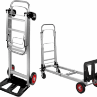 2 in 1 Aluminium Hand Truck Dolly 450Lbs Capacity, Heavy Duty Convertible Hand Truck W/Pneumatic Wheels, Foldable Dolly Cart Collapsible Dolly for Moving with Retractable Handle - Image 9