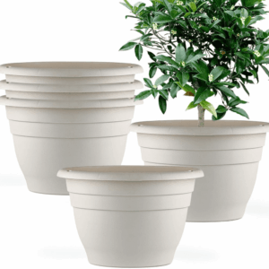 Plant Pots Set of 5, 10" outside Diameter Flower Pots, 8.5" Inner Diameter Plant Planters with Drainage Hole, Durable Garden Pots Perfect for Indoor & Outdoor Plant Planting, Decor, Gray