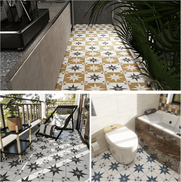 12X12 Inch Floor Stencils Tile Stencil, 4Pcs Furniture Wall Garden Floor Patio Bathroom Painting Floor Decor DIY Reusable - Image 7